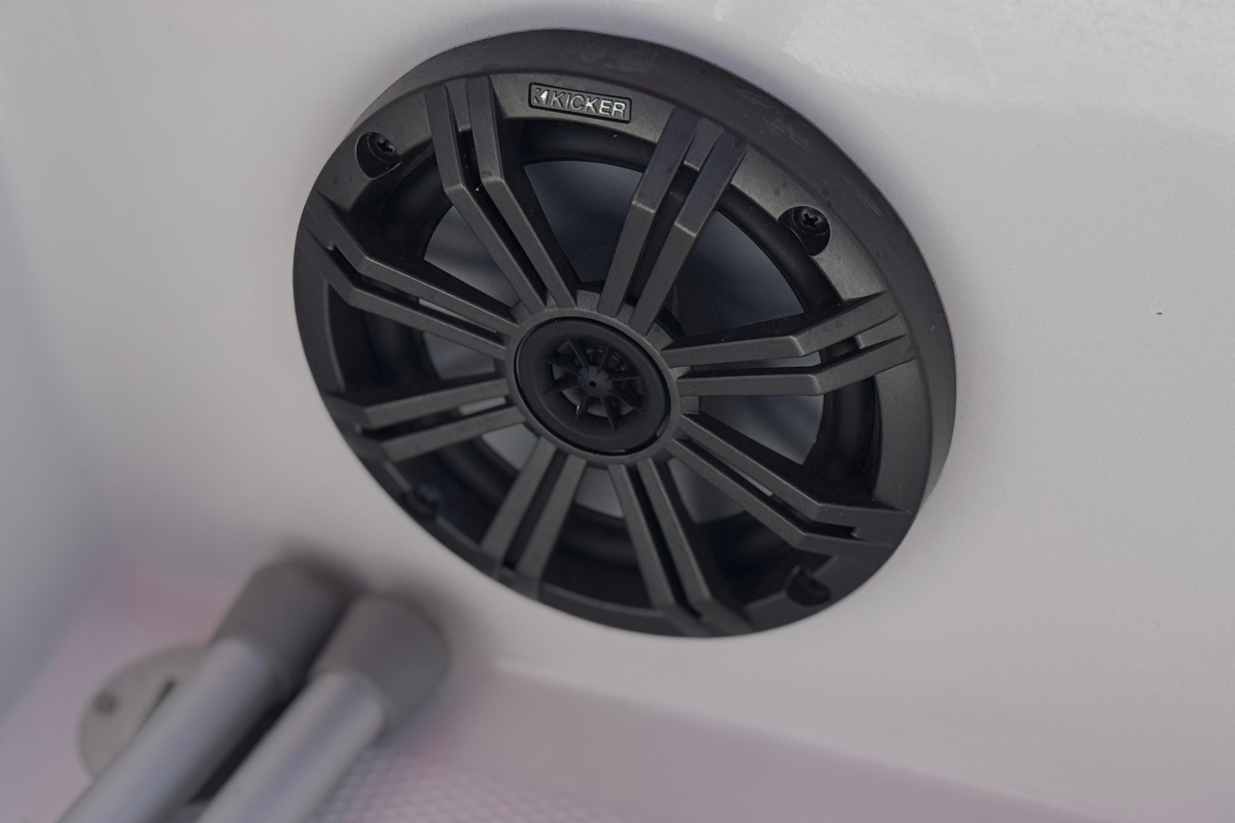 2024 Tahoe T16 speaker detail with Kicker audio system.