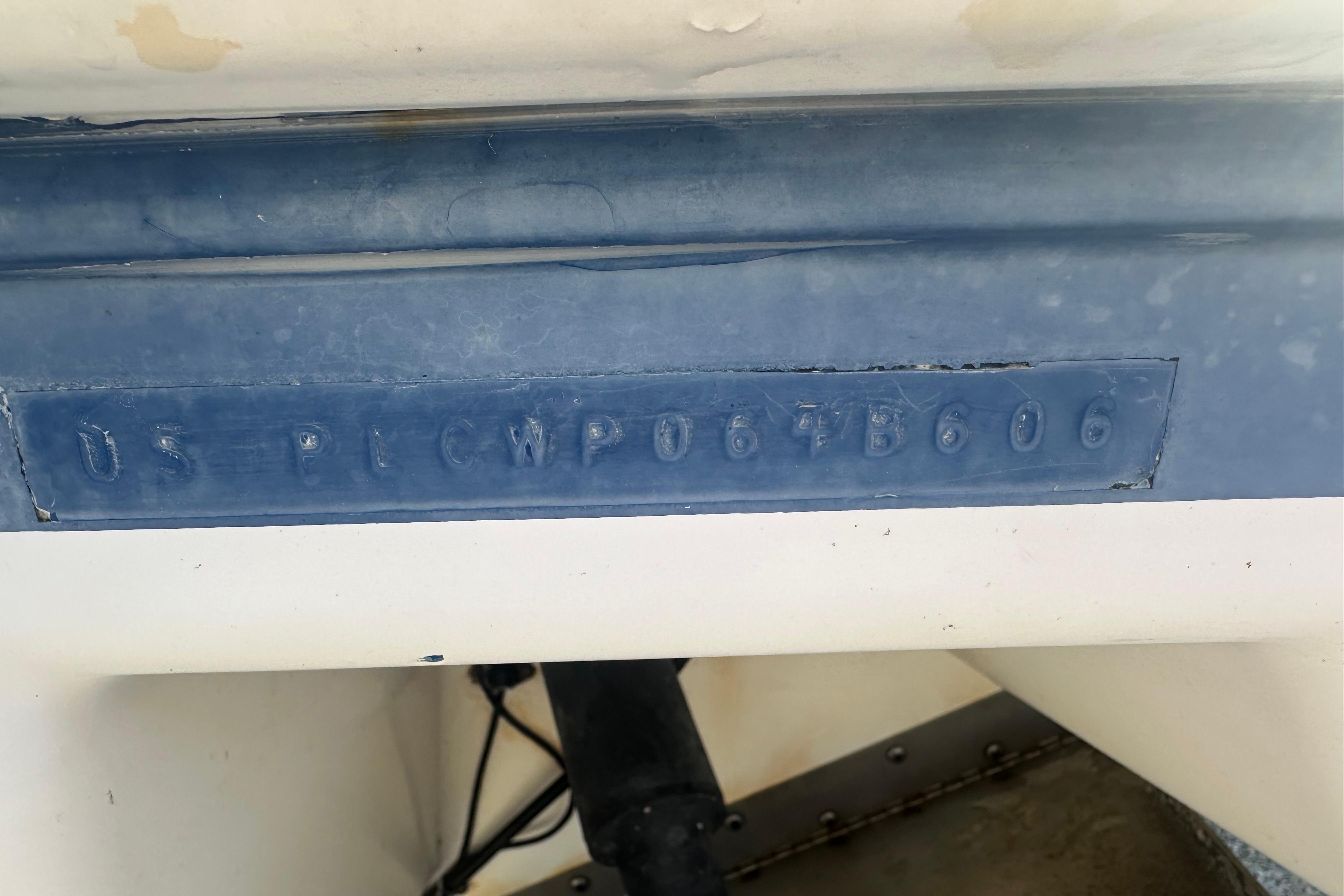 Hull identification number on a 2006 Pro-Line 32 Express boat.