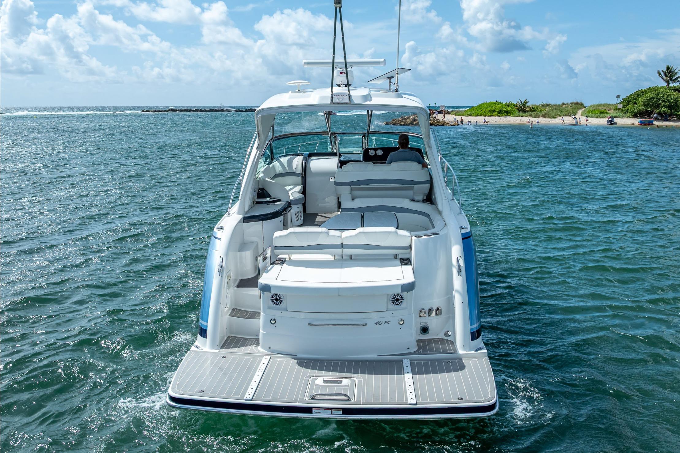 2022 Formula 40 Performance Cruiser on open water, showcasing sleek design and luxury features.