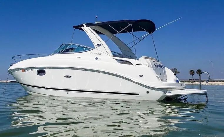 2010 Sea Ray Sundancer 260 boat on calm water.