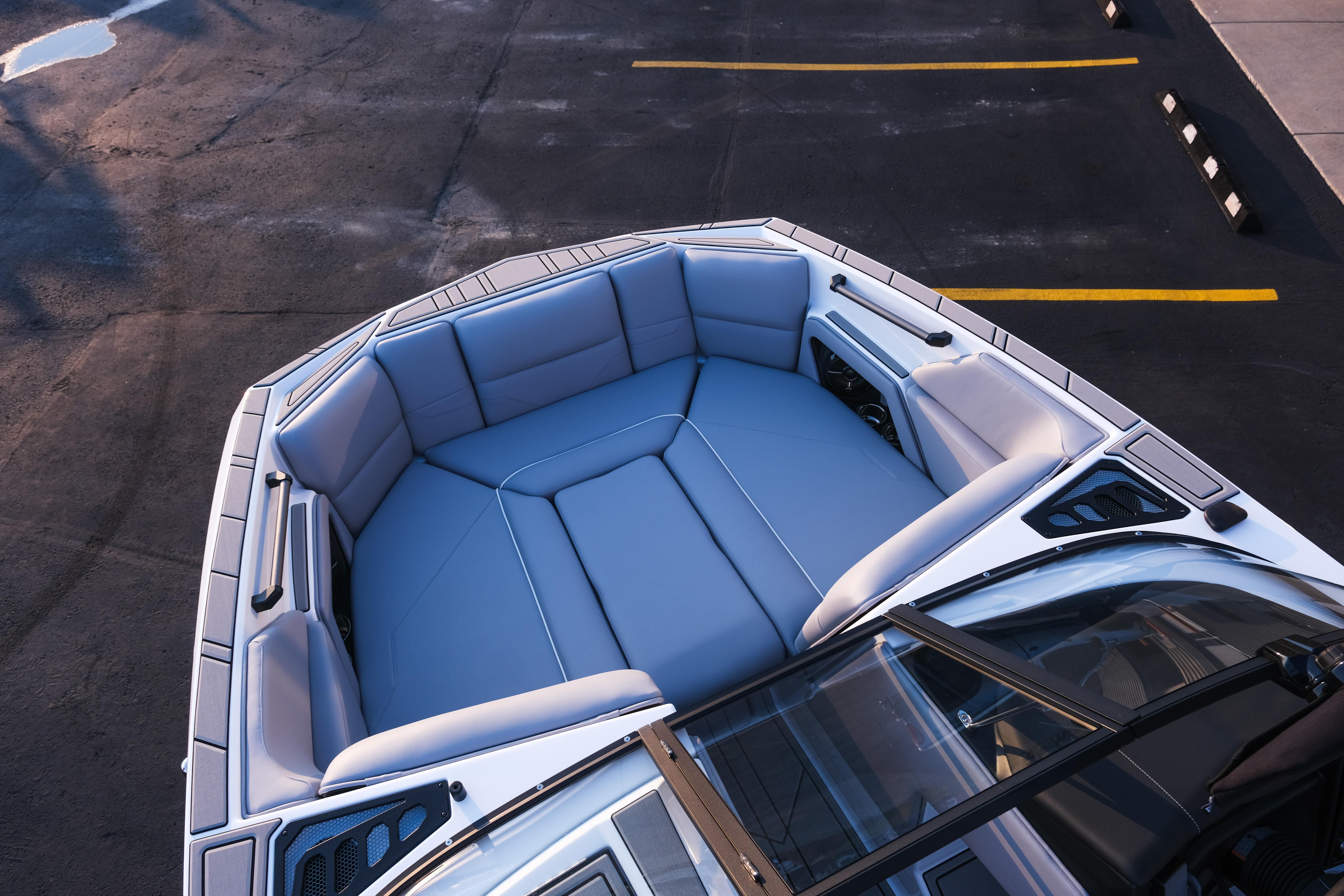 2026 Moomba Max boat interior with spacious seating and modern design.