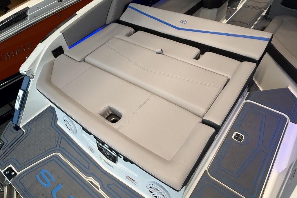 2026 Cobalt R4 Surf boat interior with sleek seating and modern design.