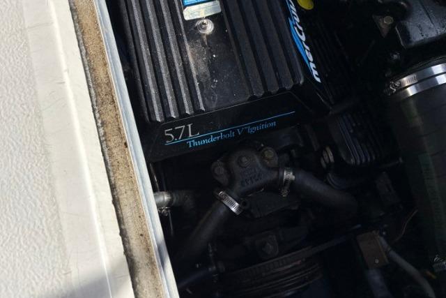 Engine compartment of 1993 Sea Ray Sundancer 330 with 5.7L Thunderbolt V Ignition.