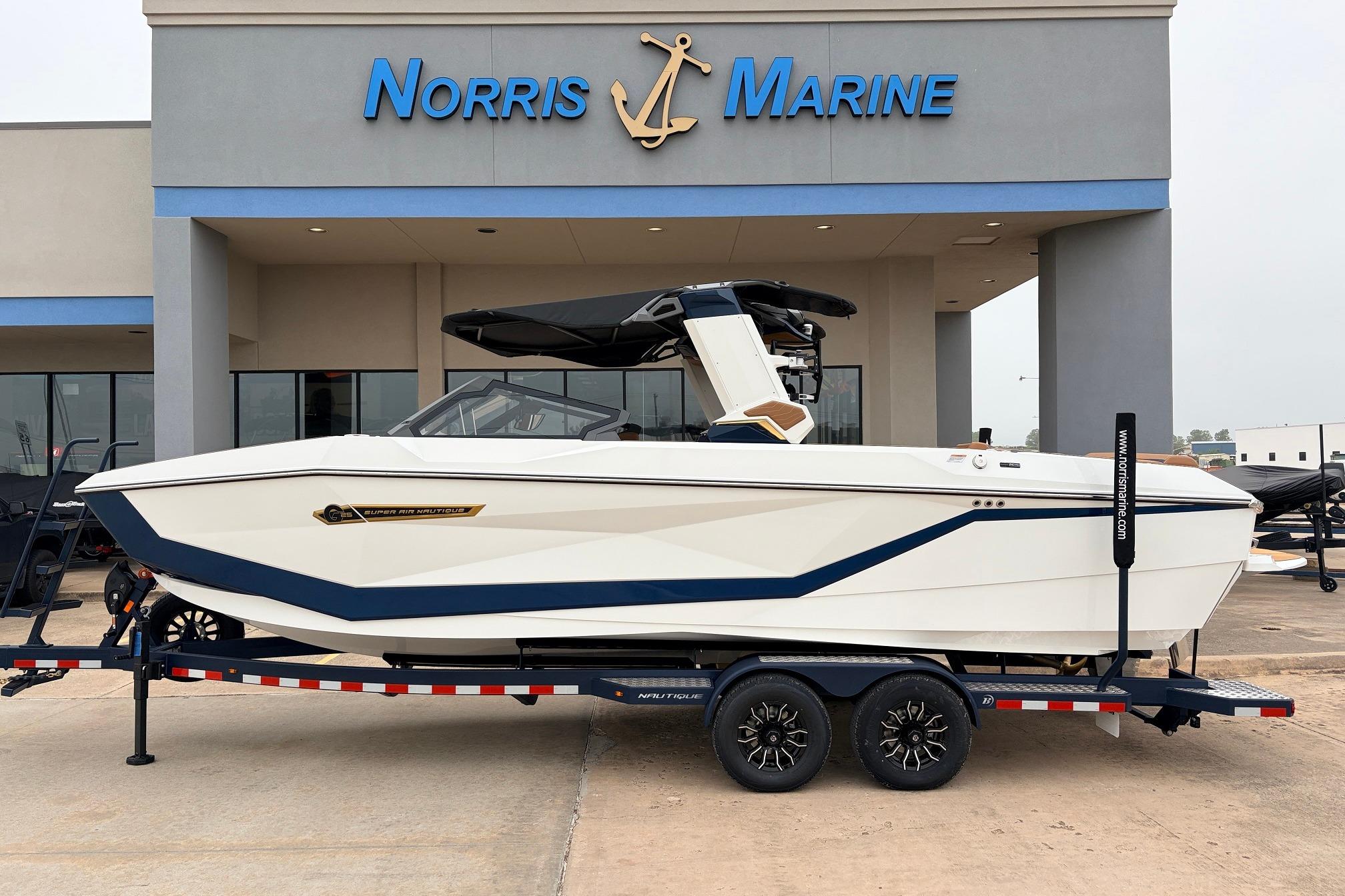 2026 Nautique Super Air Nautique G25 boat displayed at Norris Marine dealership.