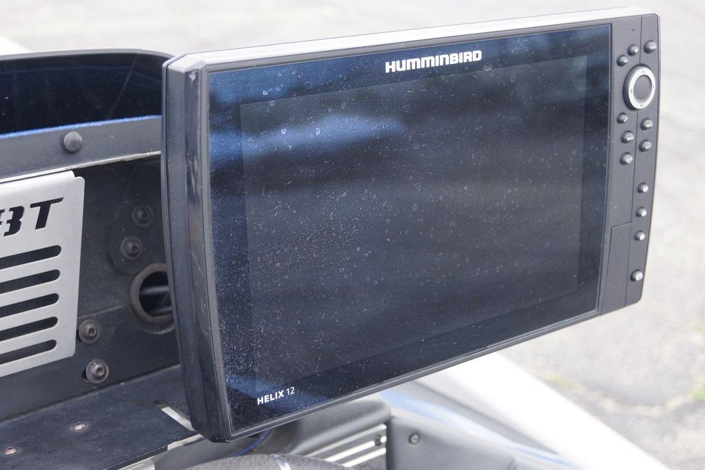 Humminbird Helix 12 fish finder on 2020 Skeeter FXR21 Limited boat dashboard.