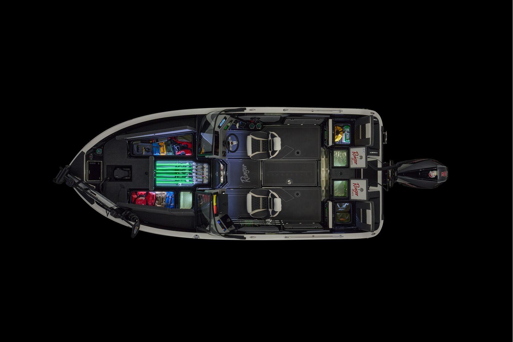 Manufacturer Provided Image: Top view of 2026 Ranger 620xFS Pro boat with organized storage compartments.