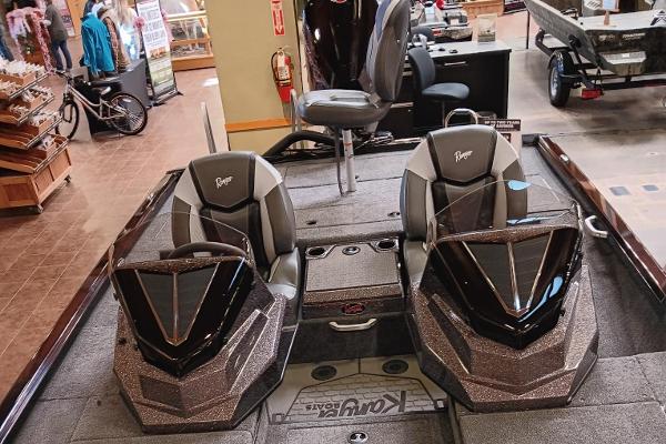 2025 Ranger ALPHA 208 boat interior with dual seats and steering consoles.
