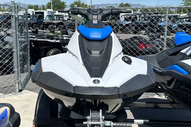 A Yamaha WaveRunner Jetblaster in black is on a trailer in an outdoor setting.