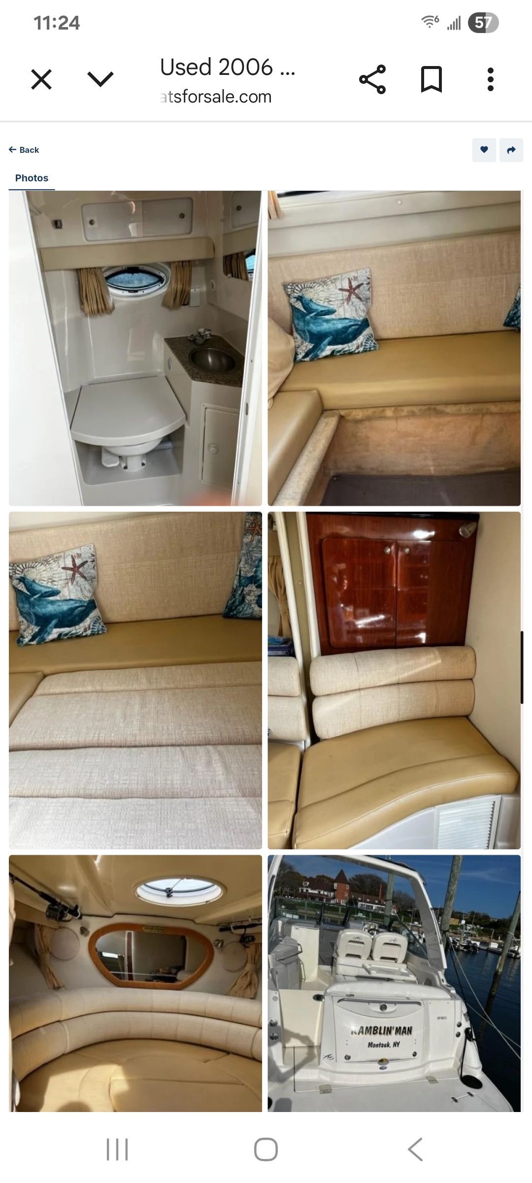 Interior view of a 2006 Monterey 290 Cruiser with seating area and cabin.