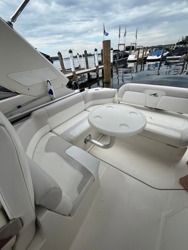 Interior of a 2011 Monterey 280SCR yacht at the dock.