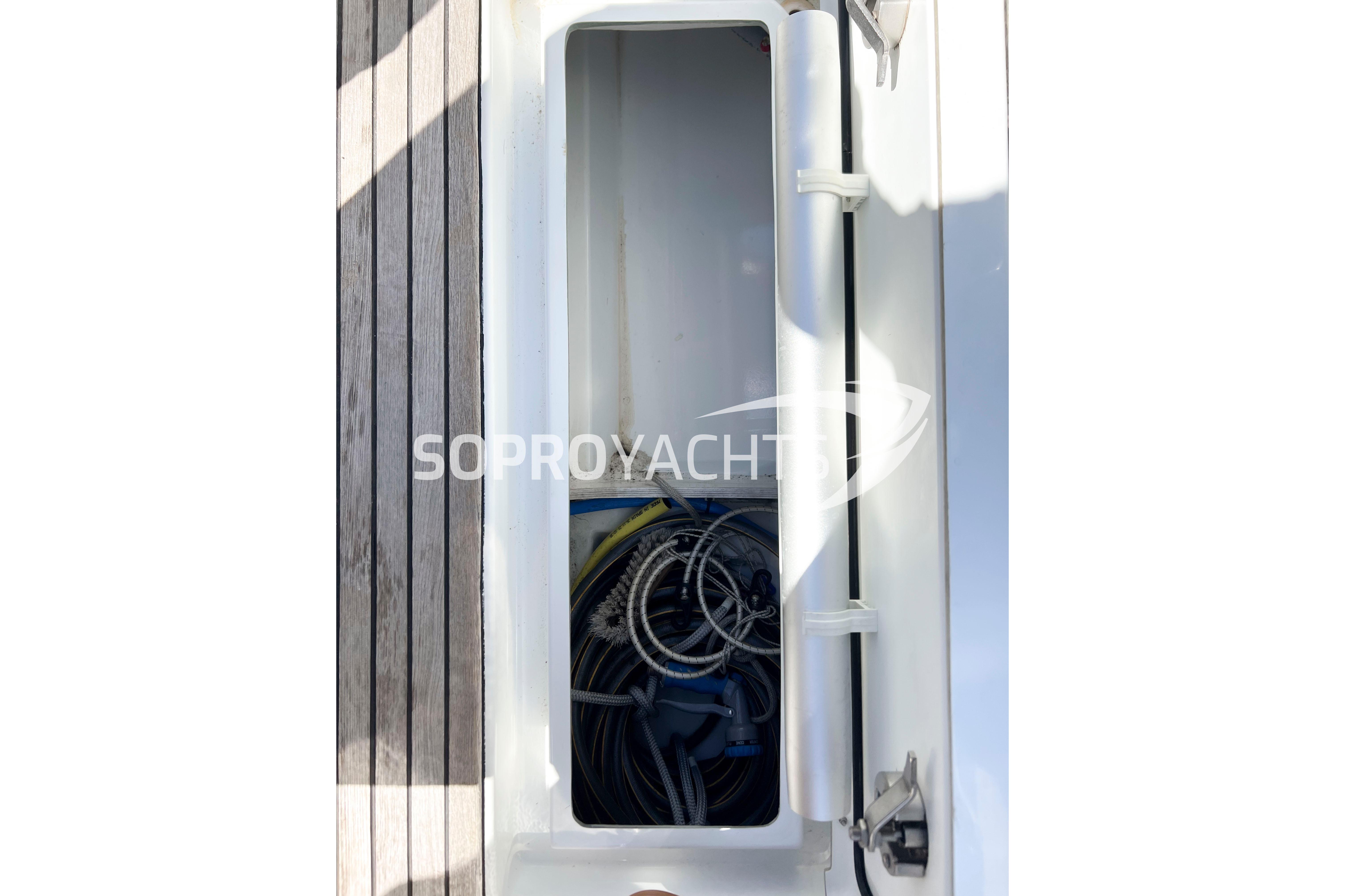 Storage compartment on 2022 Jeanneau Cap Camarat 6.5 WA Serie 3 boat deck.