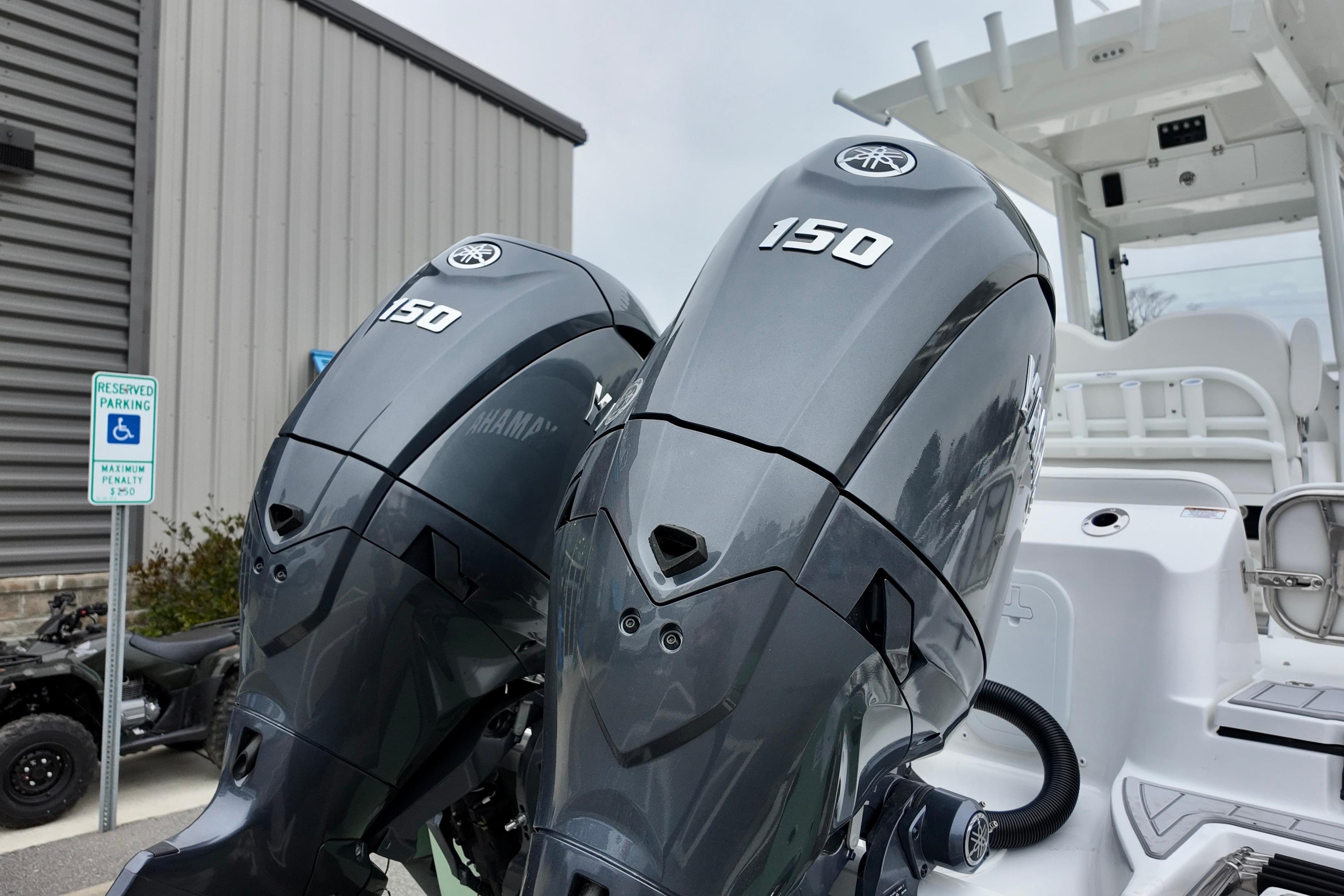 Twin Yamaha 150 engines on a 2026 Sea Fox 268 Commander boat.
