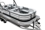 2025 Veranda VR22VLC Tri-Toon boat on trailer, showcasing luxury seating and sleek design.