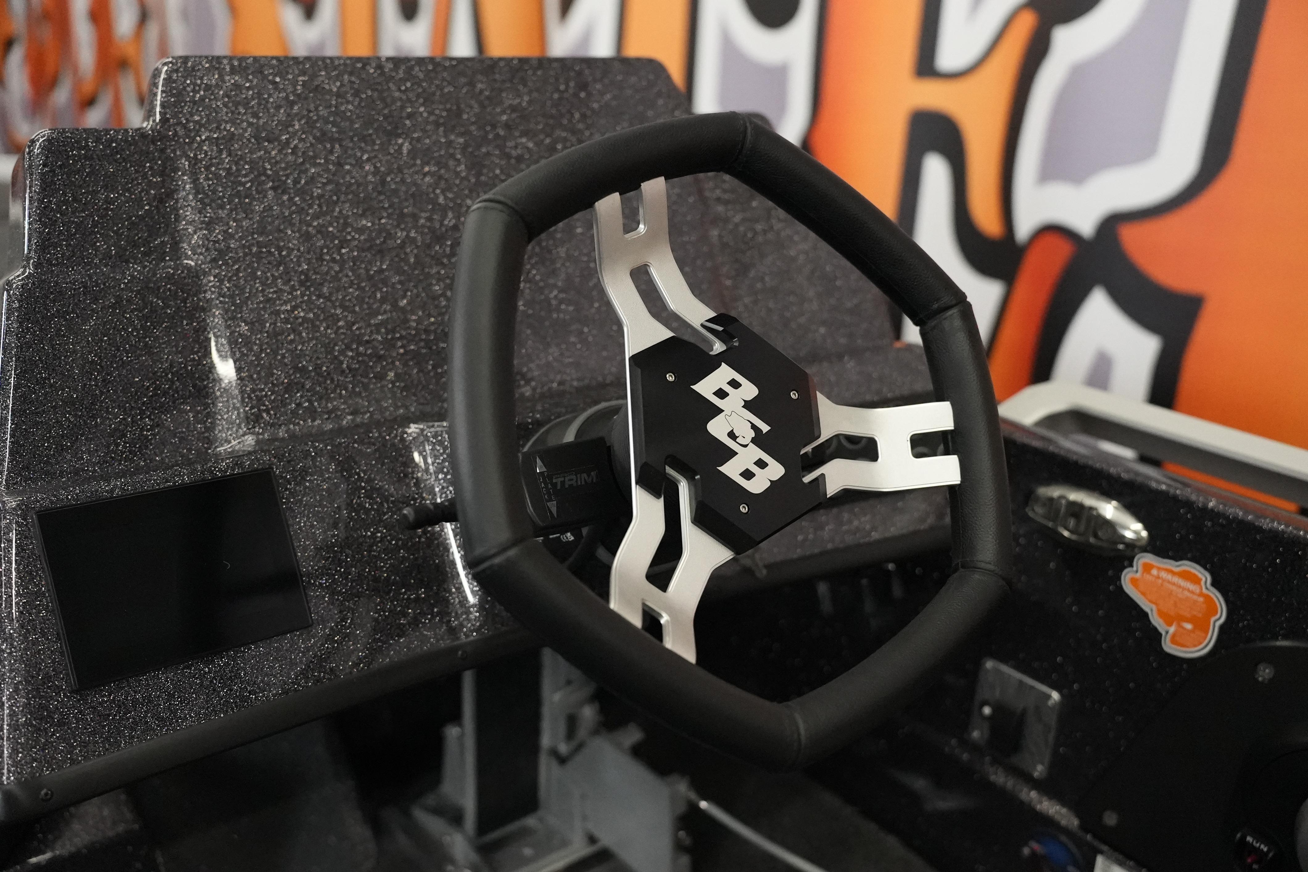 2026 Bass Cat Puma STS steering wheel and dashboard detail.