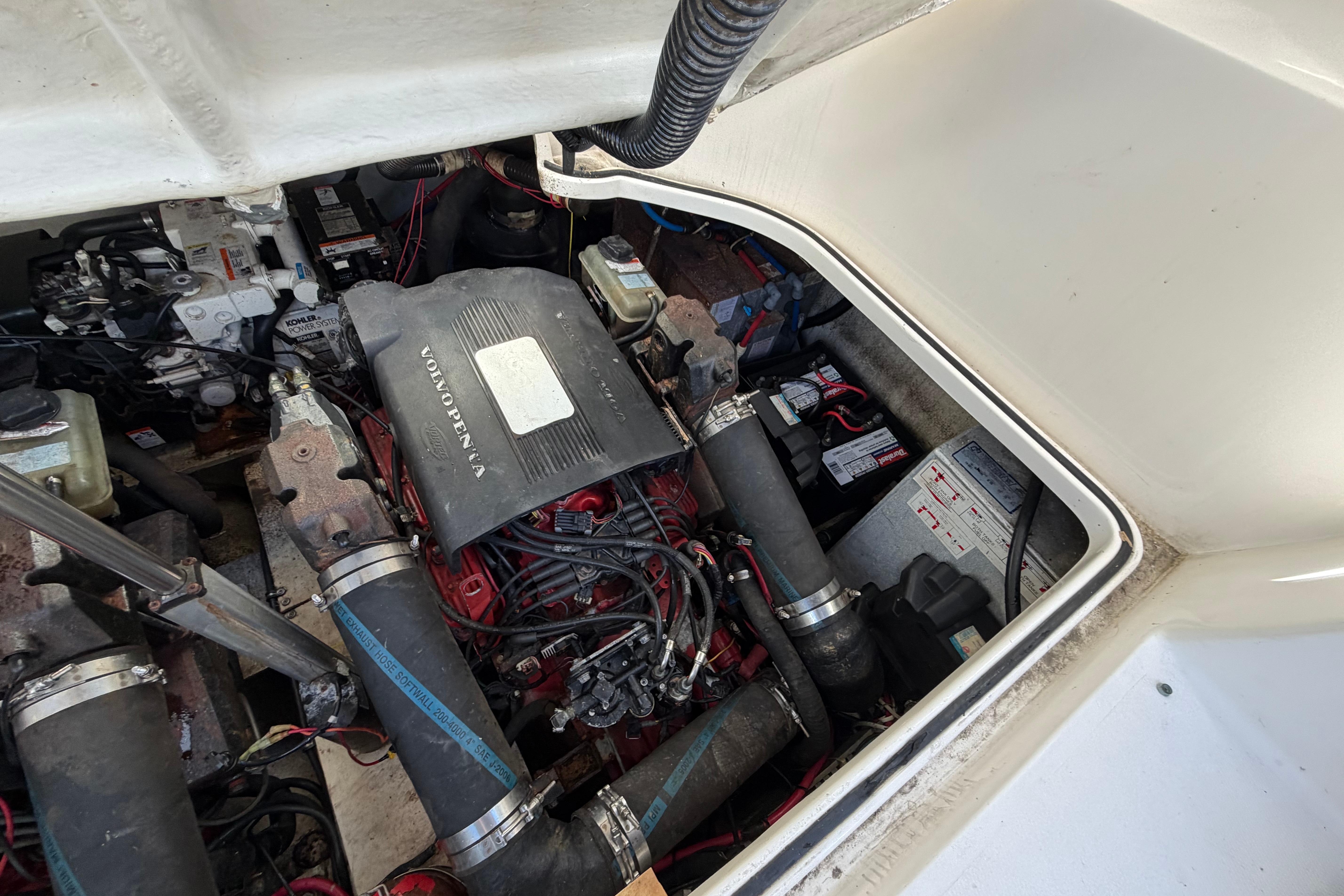 Engine compartment of a 2003 Regal Commodore 3260 with Volvo Penta engine.