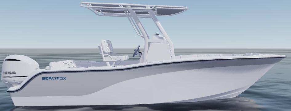 2026 Sea Fox 228 Commander boat on calm water, featuring Yamaha engine.