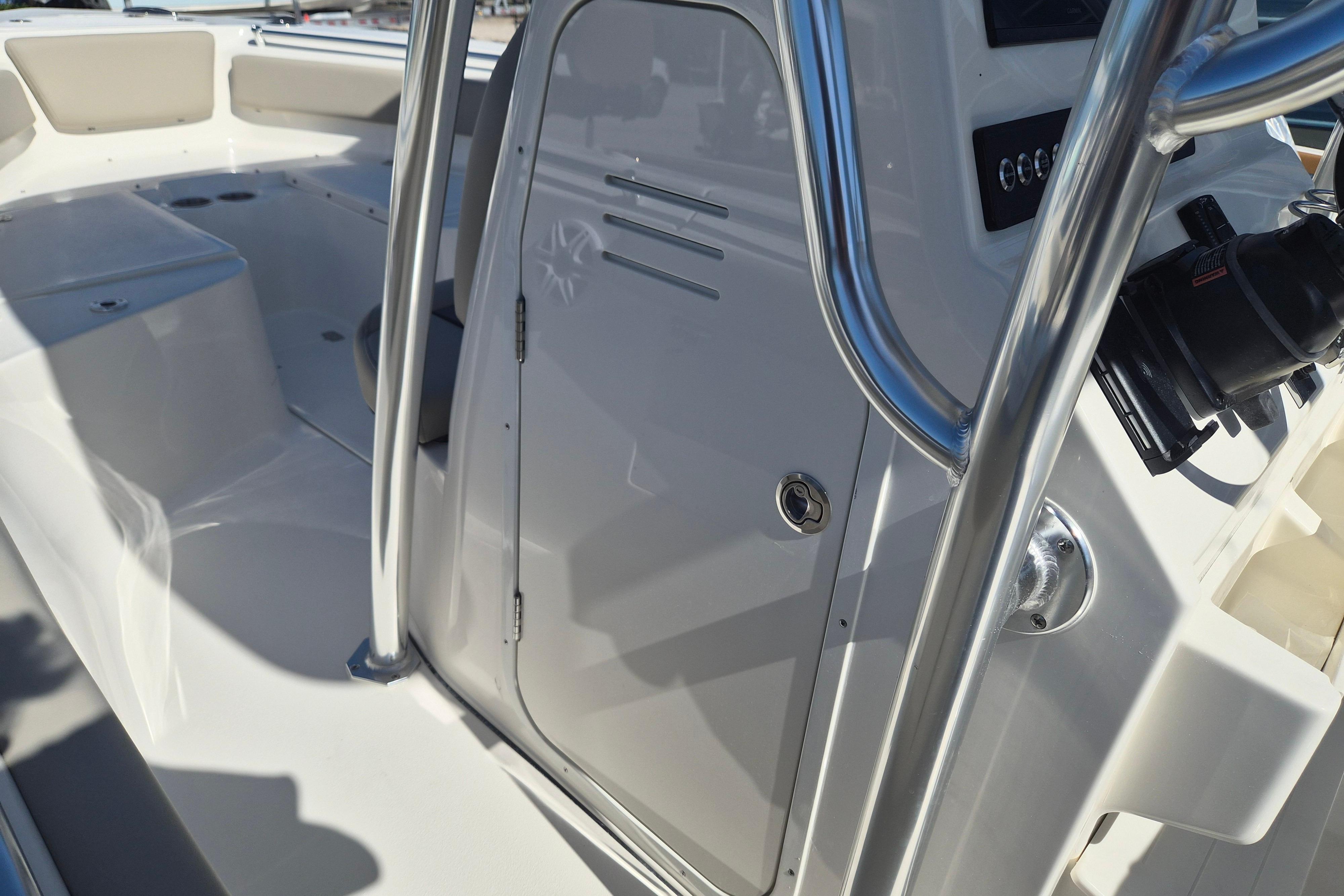 2026 Key West 239 FS boat interior with sleek design and modern controls.