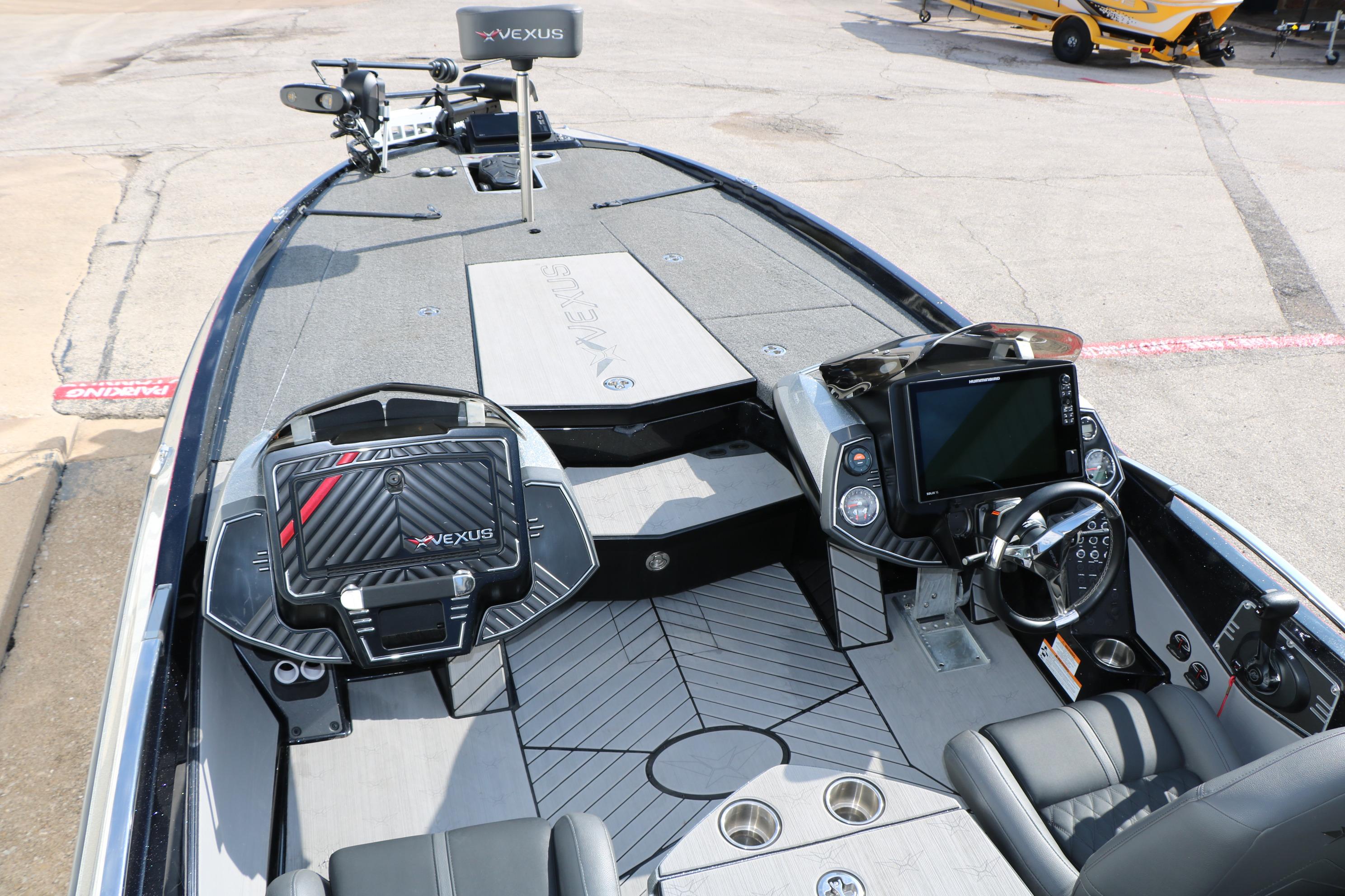2022 Vexus VX21 boat interior with advanced dashboard and seating.