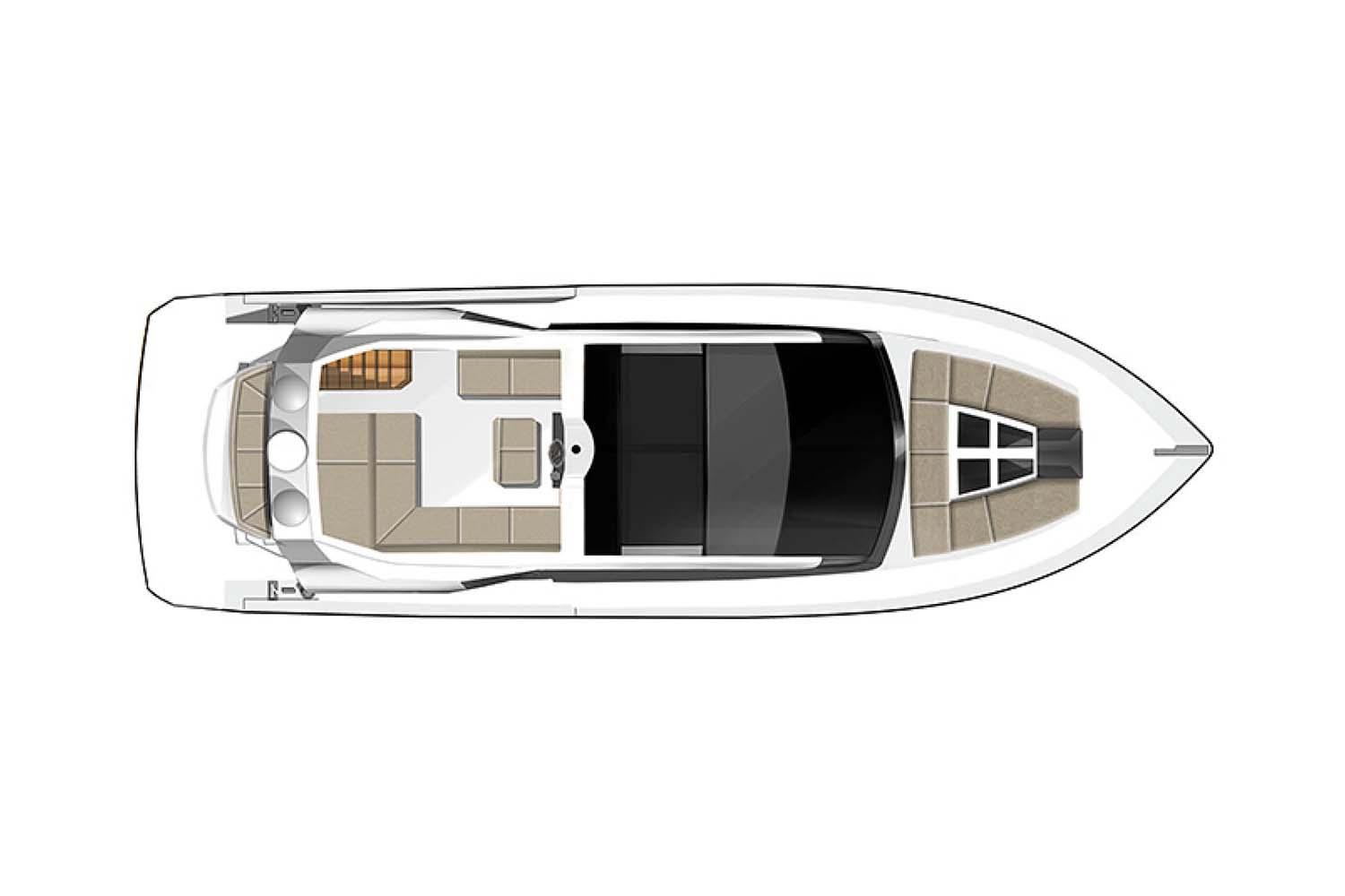 Manufacturer Provided Image: Top view of 2022 Galeon 470 Sky yacht layout.