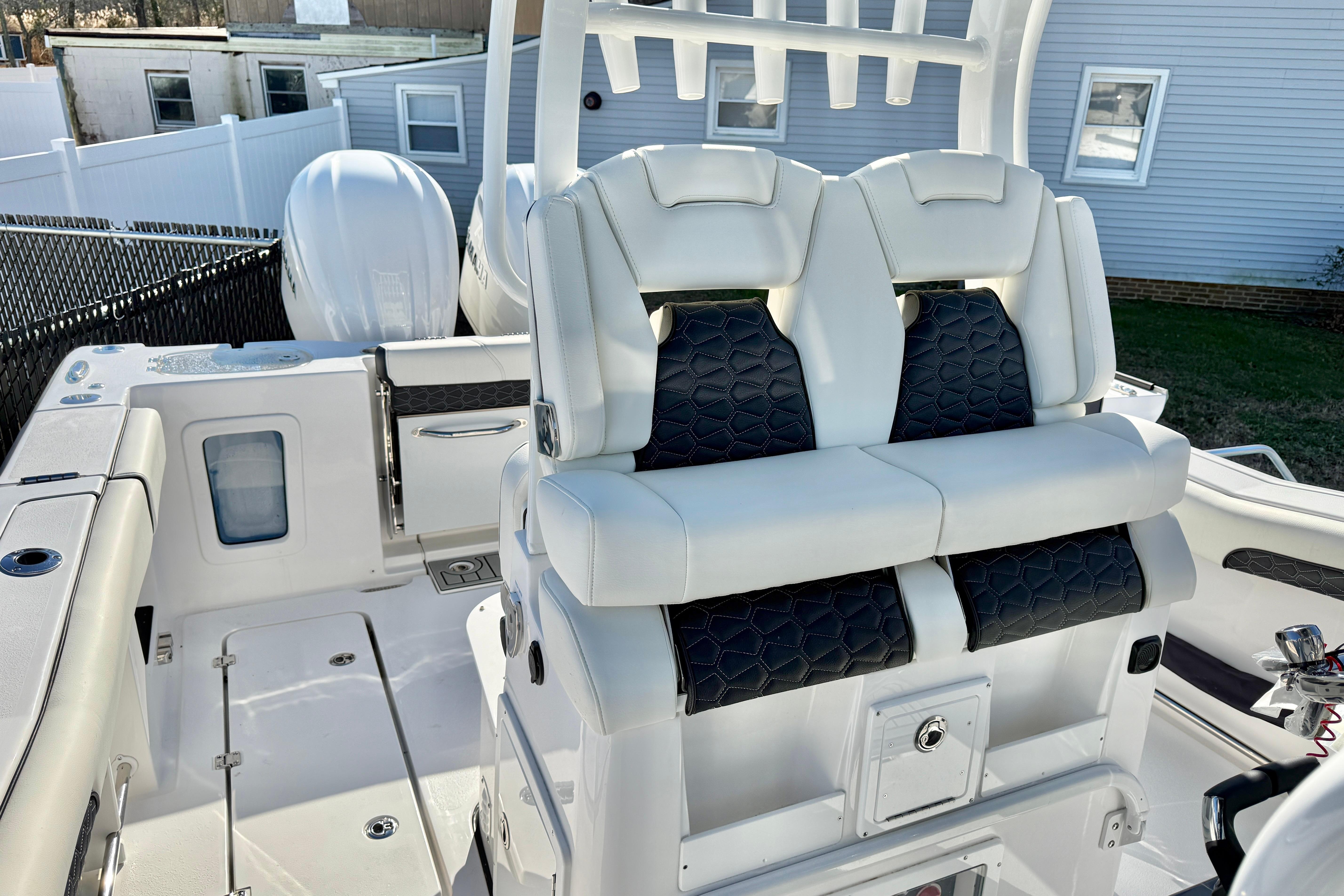 2026 Tidewater 282 CC Adventure boat interior with dual seating and modern design.