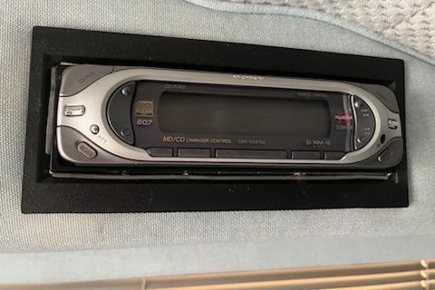 Sony car stereo installed in a 1989 Sea Ray 300 Sundancer boat.