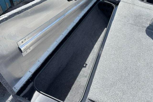 2023 Tracker Pro Team 190 TX Tournament Edition boat storage compartment, open and empty.