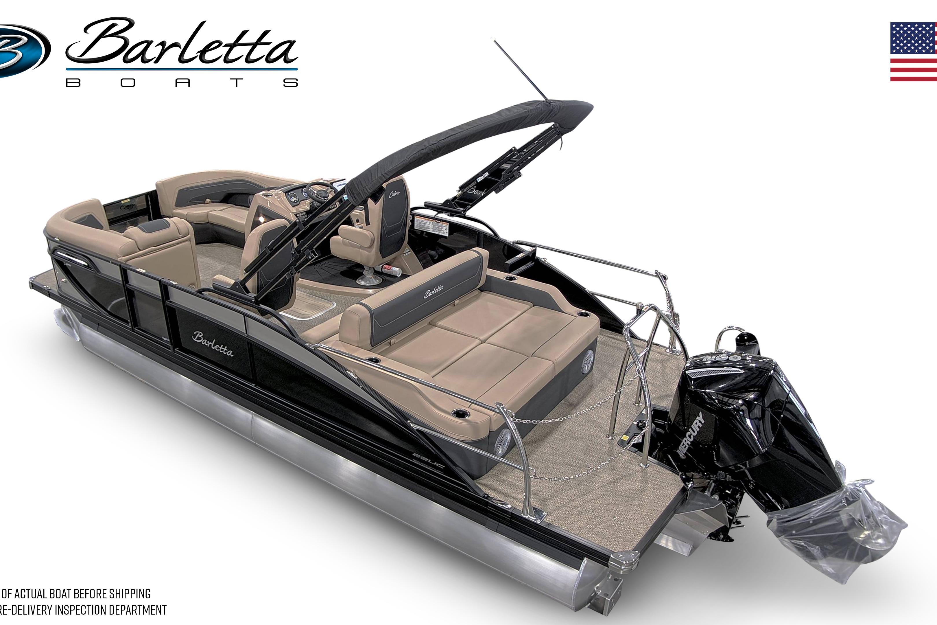 2026 Barletta Cabrio 22UC pontoon boat with luxurious seating and sleek design.