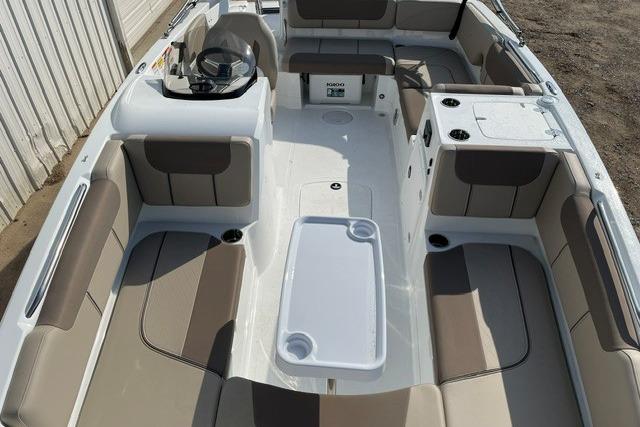 2026 Tahoe 2150 boat interior with spacious seating and modern amenities.