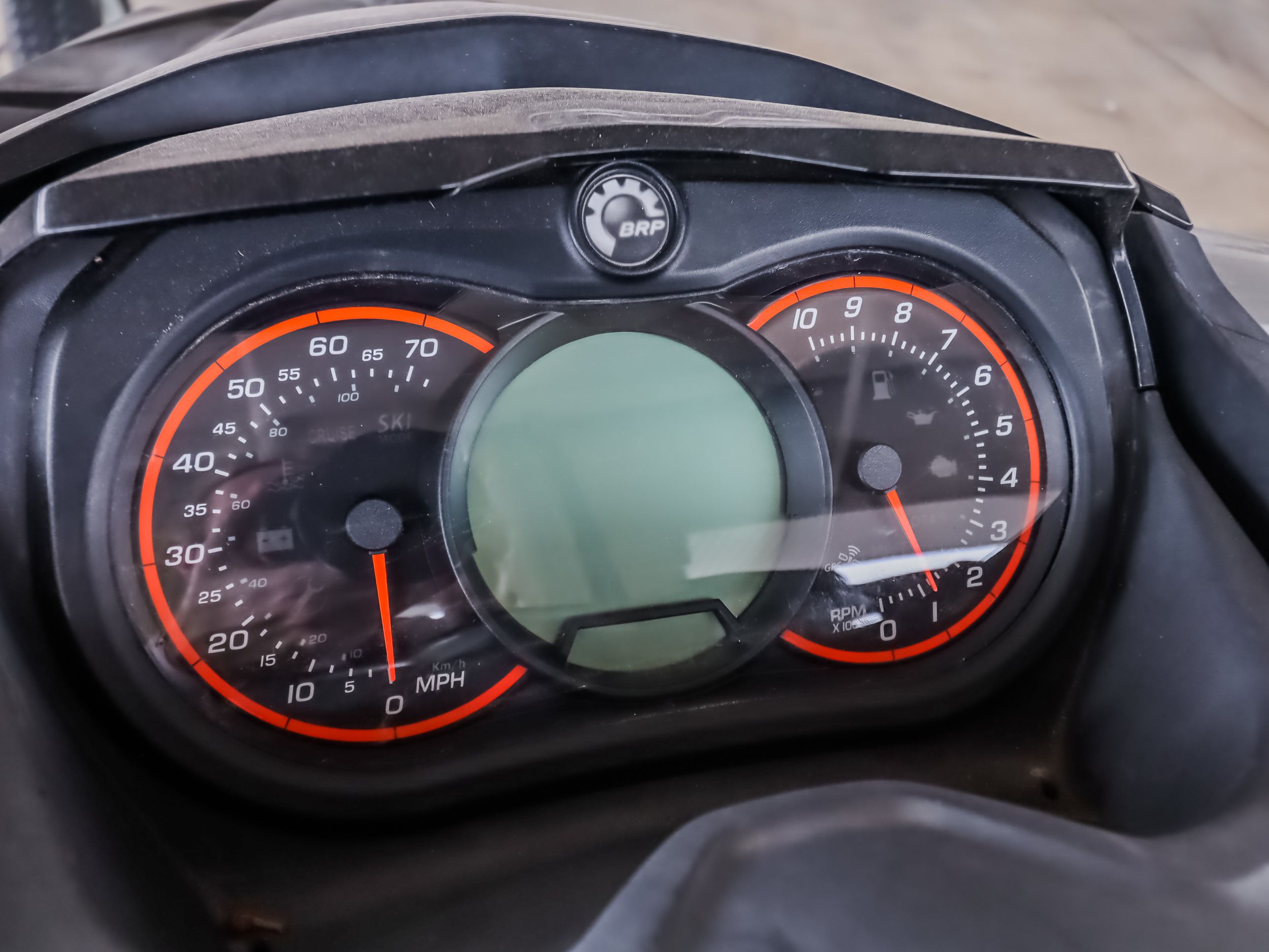 Dashboard of a 2018 Sea-Doo GTX300 jet ski.