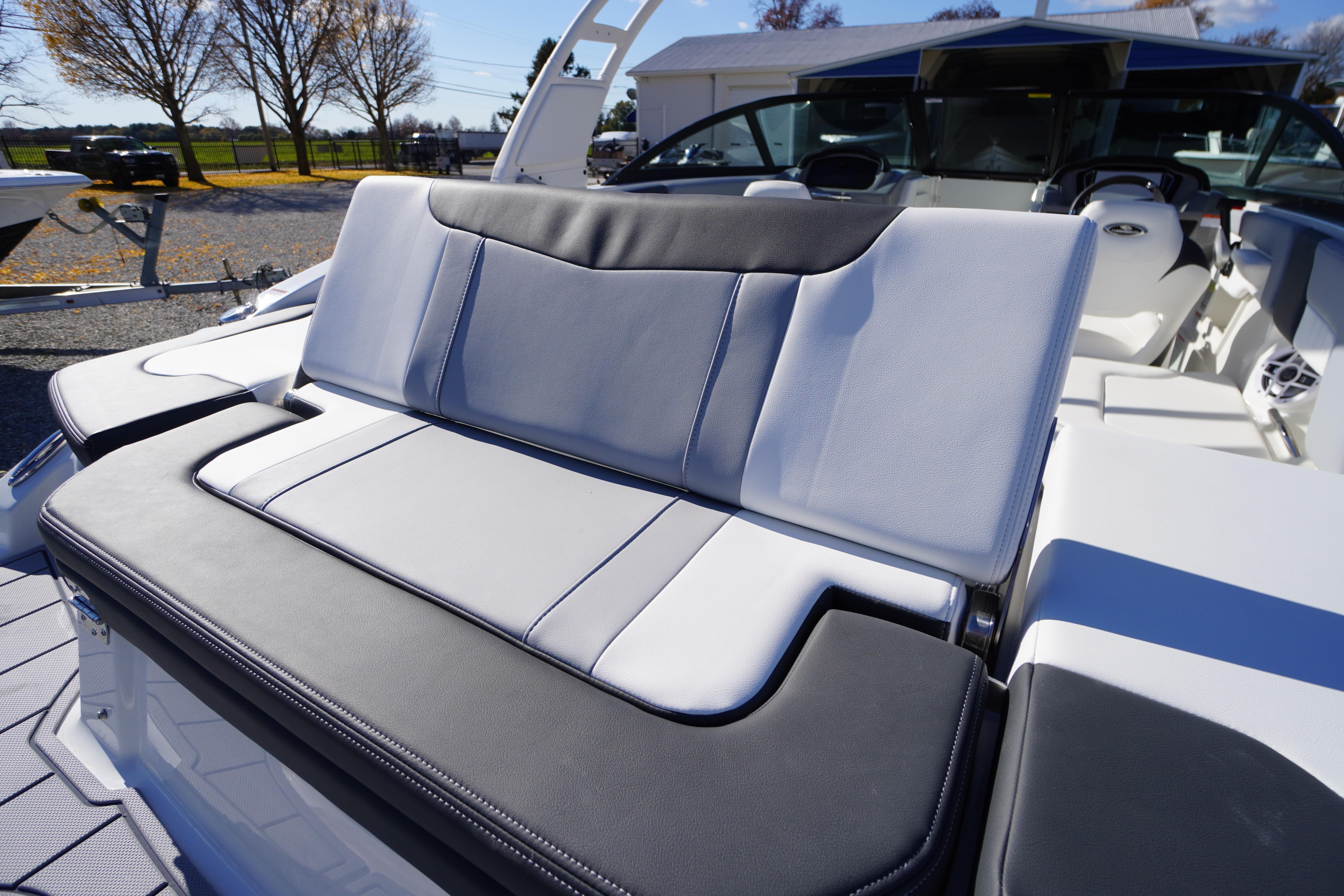 2026 Chaparral 23 SSi OB boat interior with sleek, modern seating design.