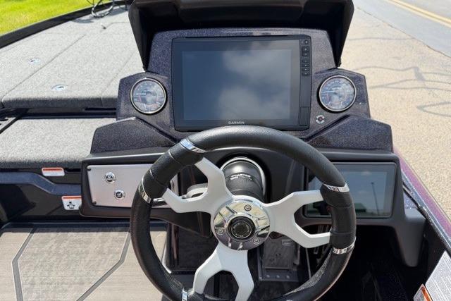 Steering console of 2026 Nitro Z21 XL Pro boat with modern dashboard and controls.