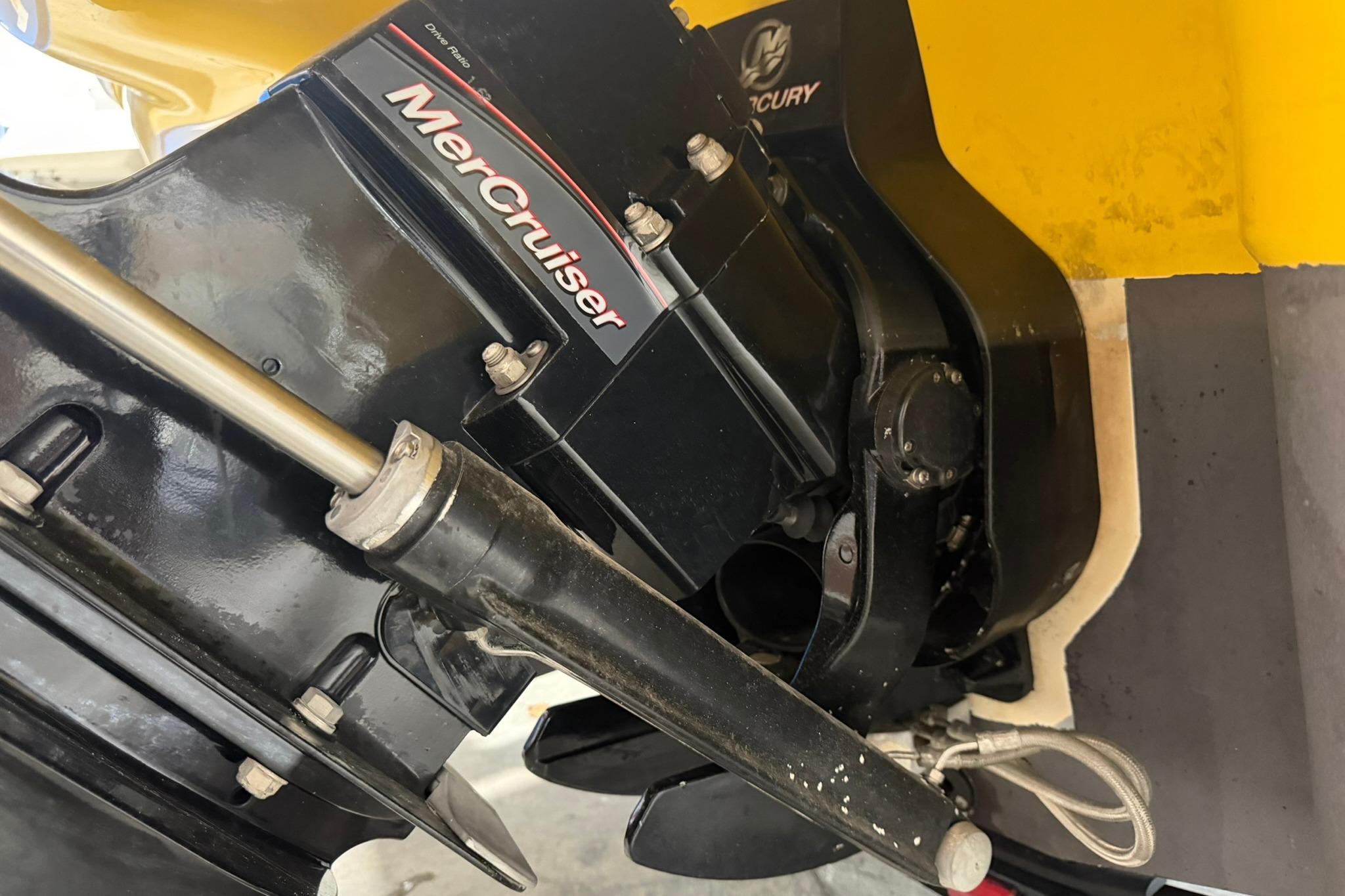 MerCruiser engine on a 2012 Chaparral 19 Sport H2O boat, close-up view.