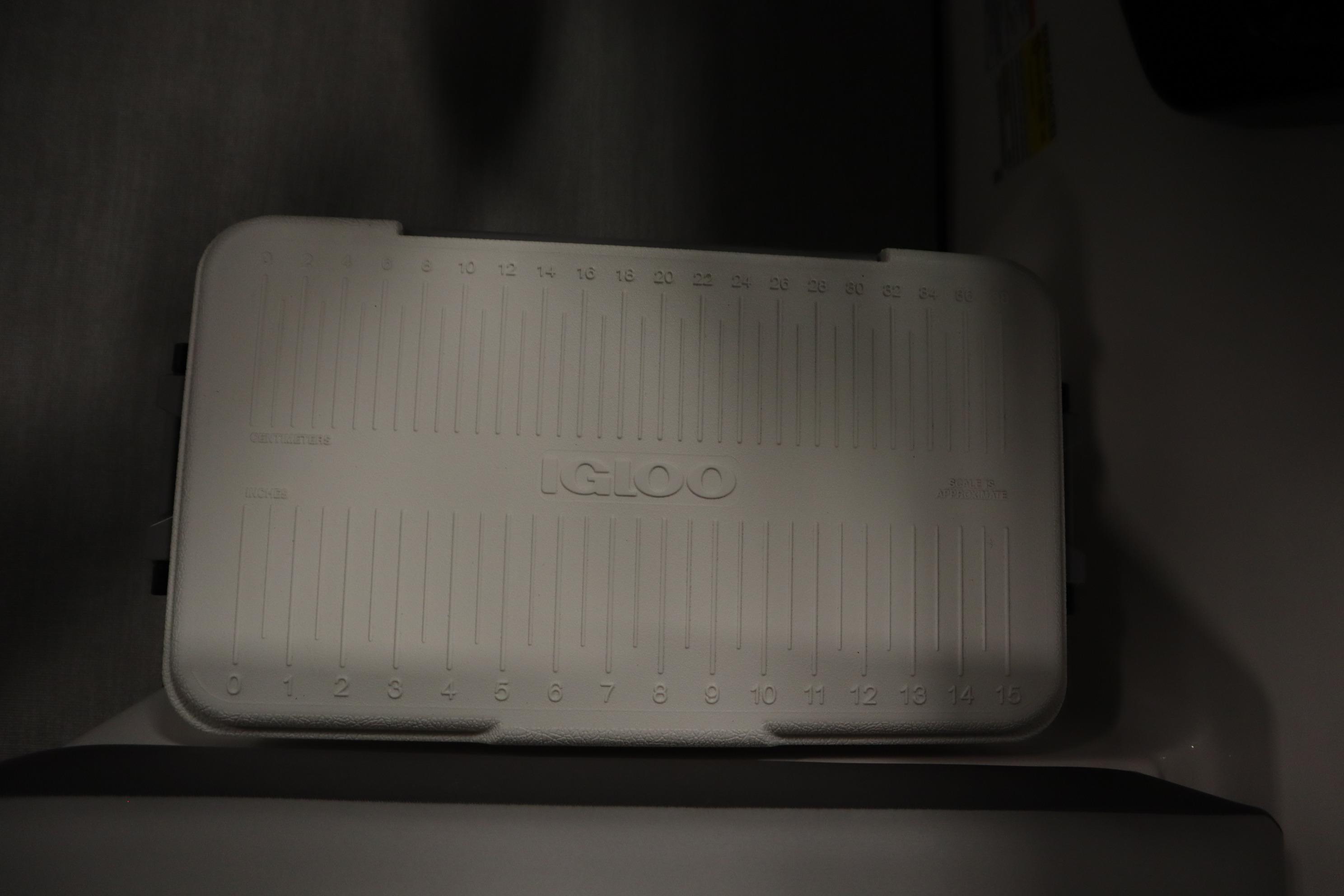 White Igloo cooler on 2026 Yamaha Boats AR220.
