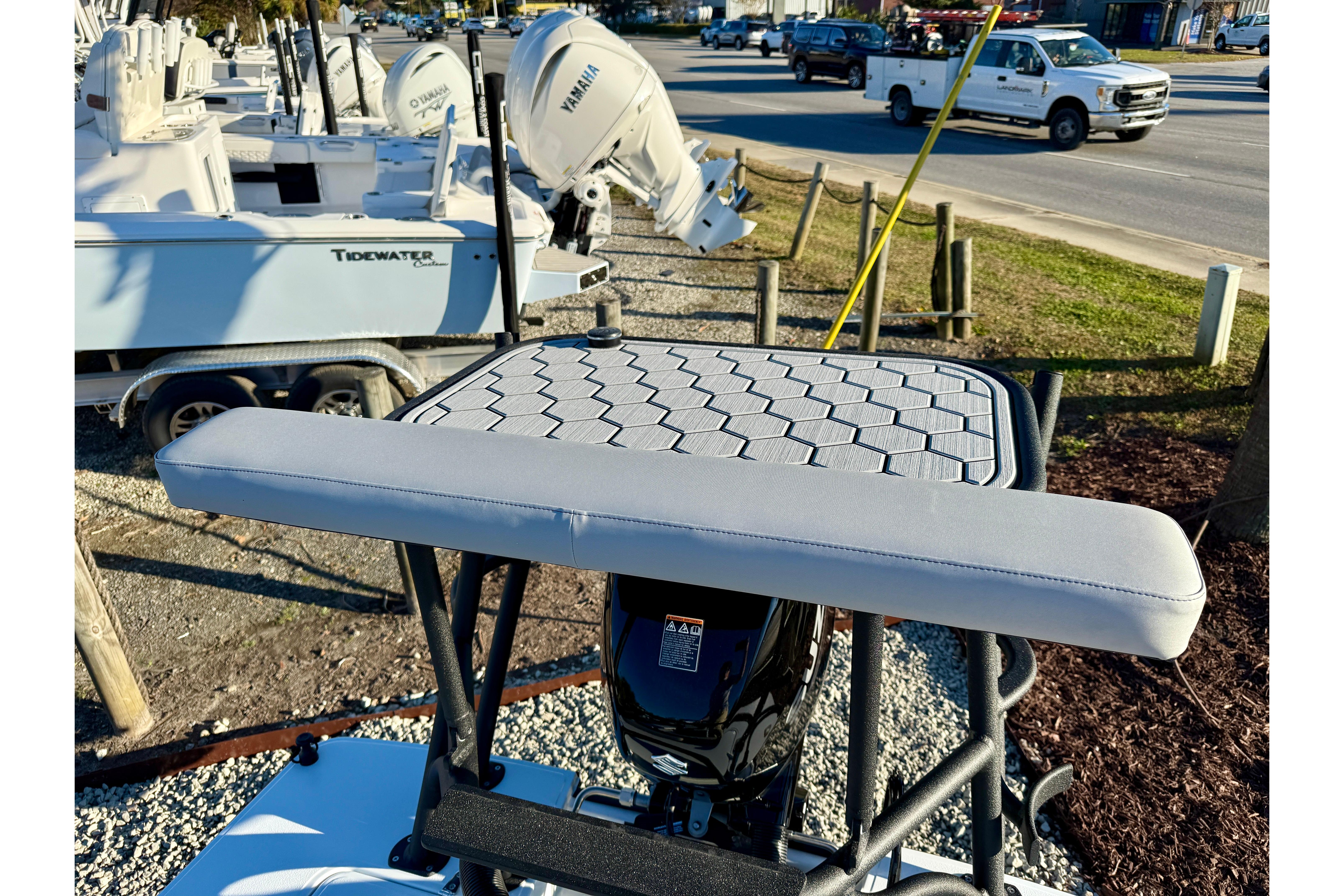 2026 East Cape EVO 17V boat with Yamaha motor, parked near other boats.
