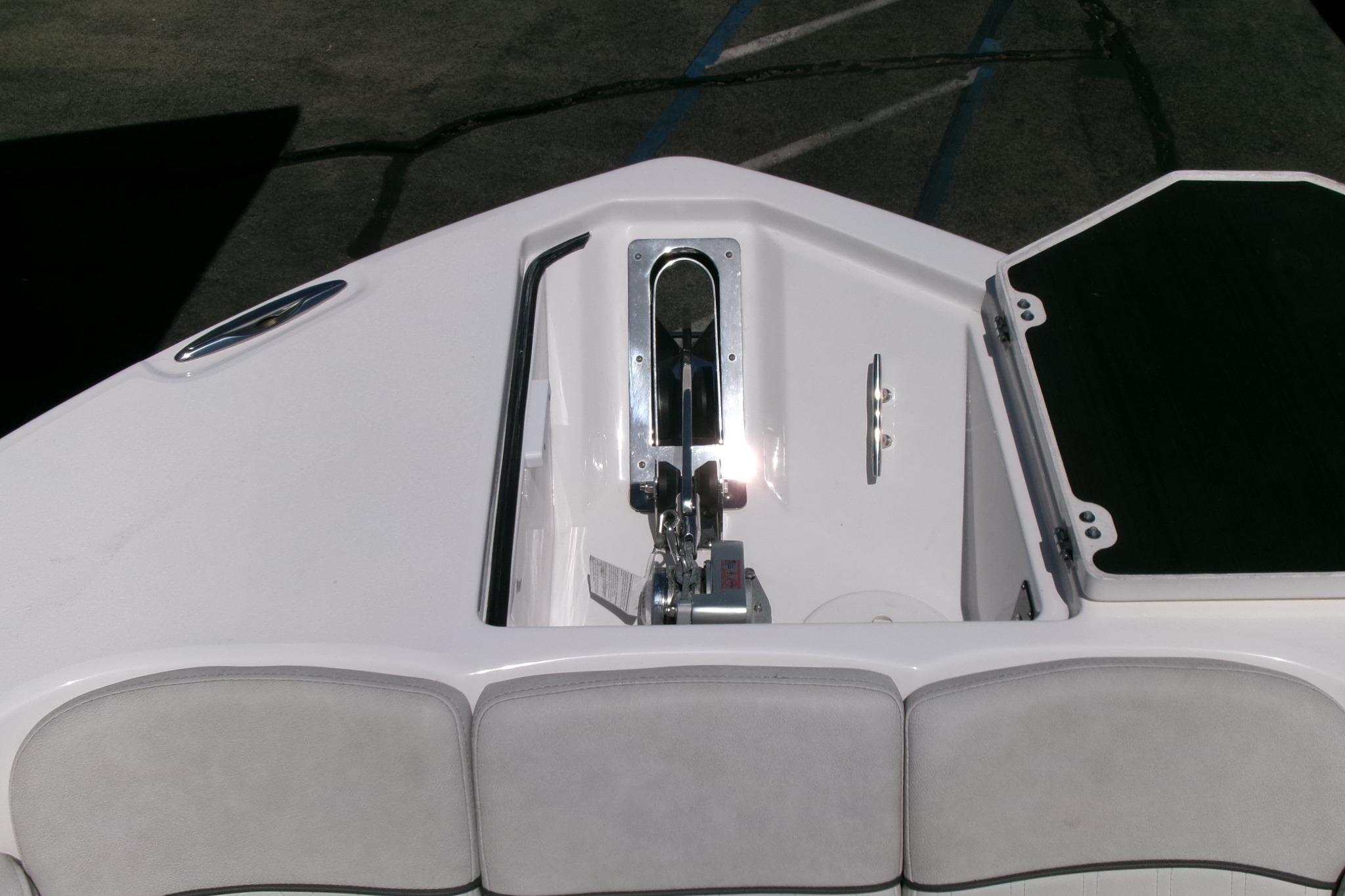 2022 Sea Fox 288 Commander boat anchor compartment with seating area.