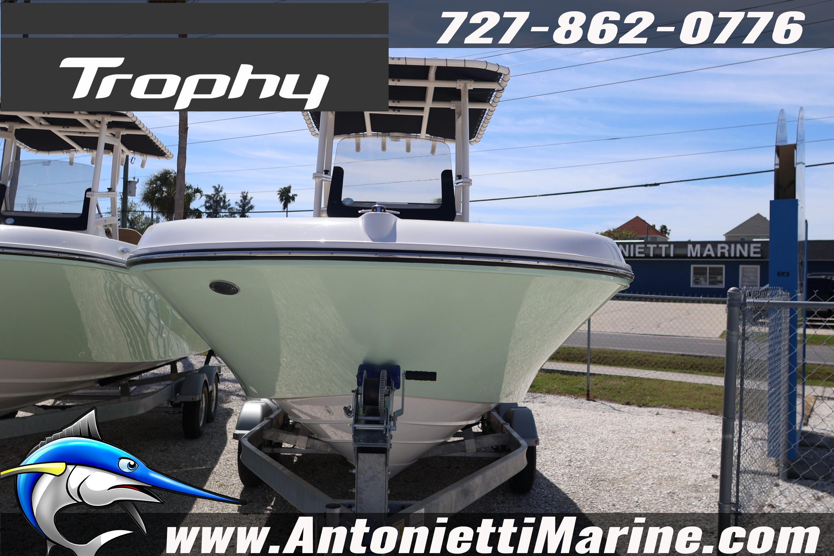 2026 Bayliner Trophy T20CC boat displayed at Antonietti Marine dealership.
