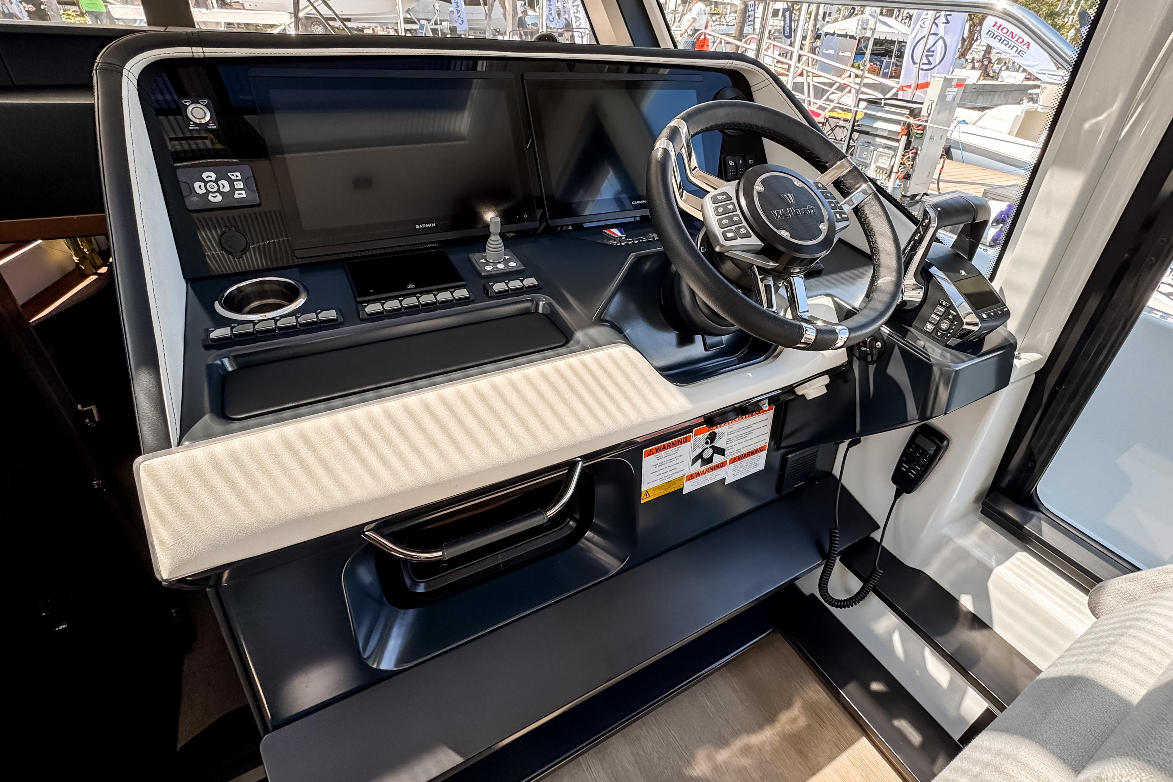 Interior view of Wellcraft 44 Explorer 2026 helm station.