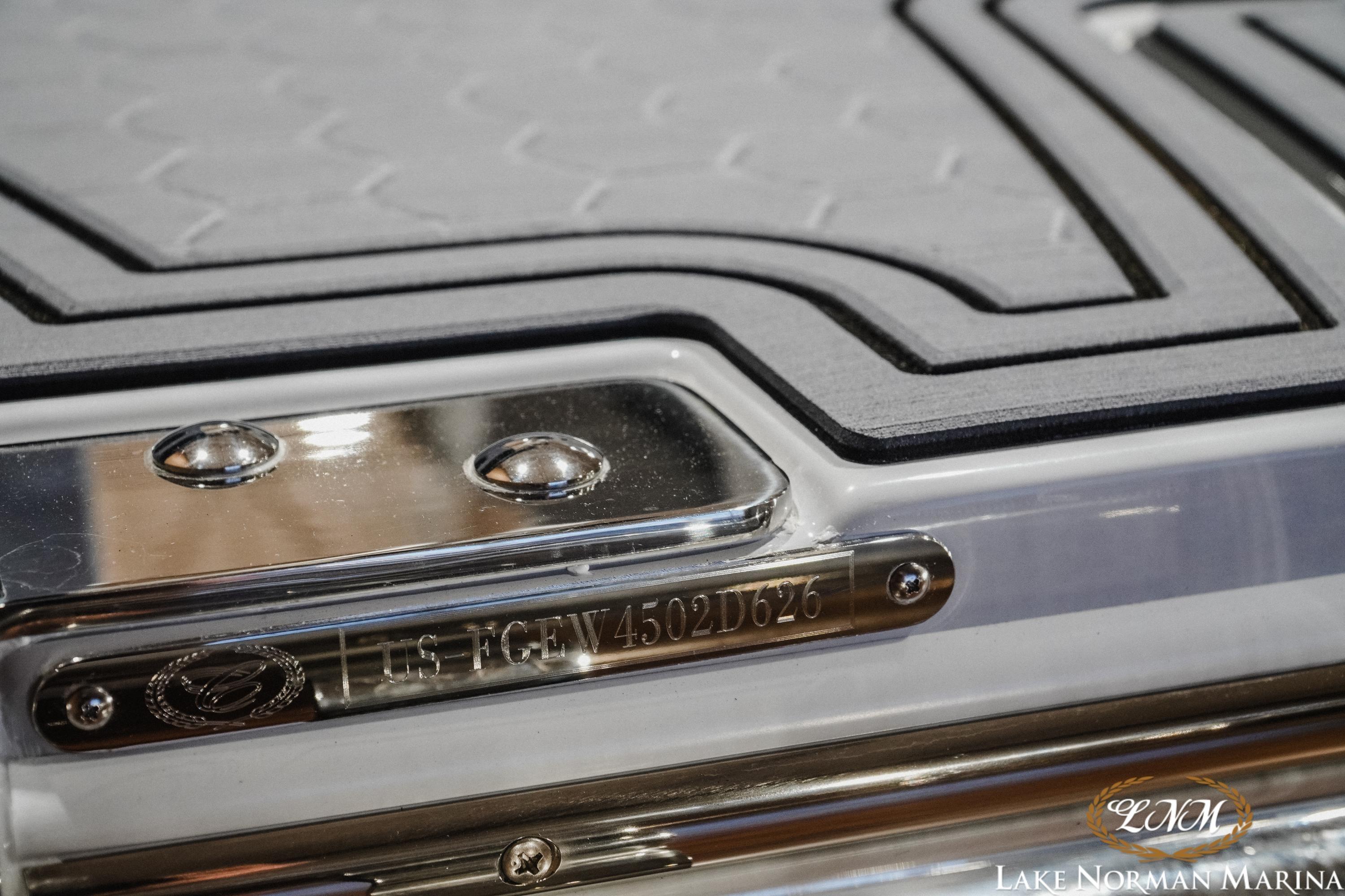 2026 Cobalt R4 Surf boat detail with metal and textured surface at Lake Norman Marina.