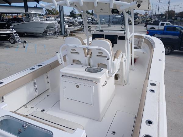 2015 Sea Fox 286 Commander boat interior with dual seats and center console.