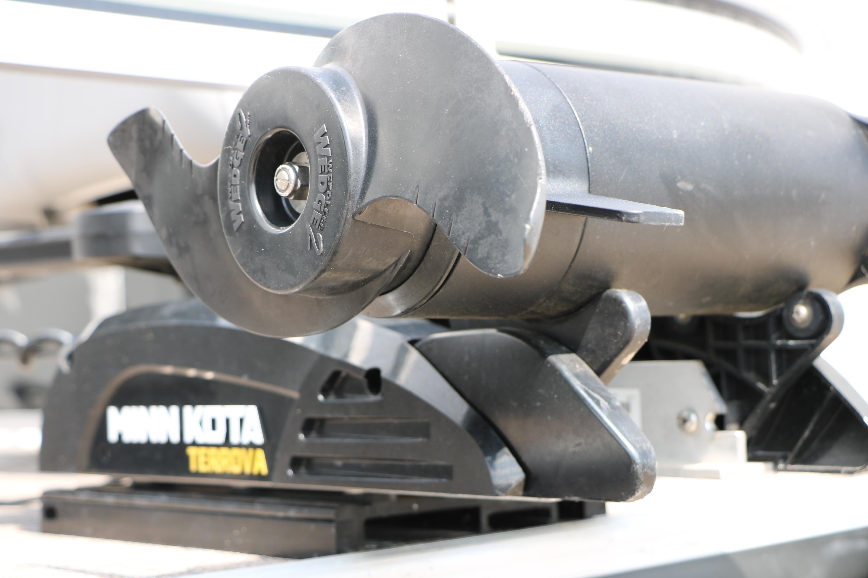 Close-up of Minn Kota Terrova motor on 2021 Ranger 223FC boat.
