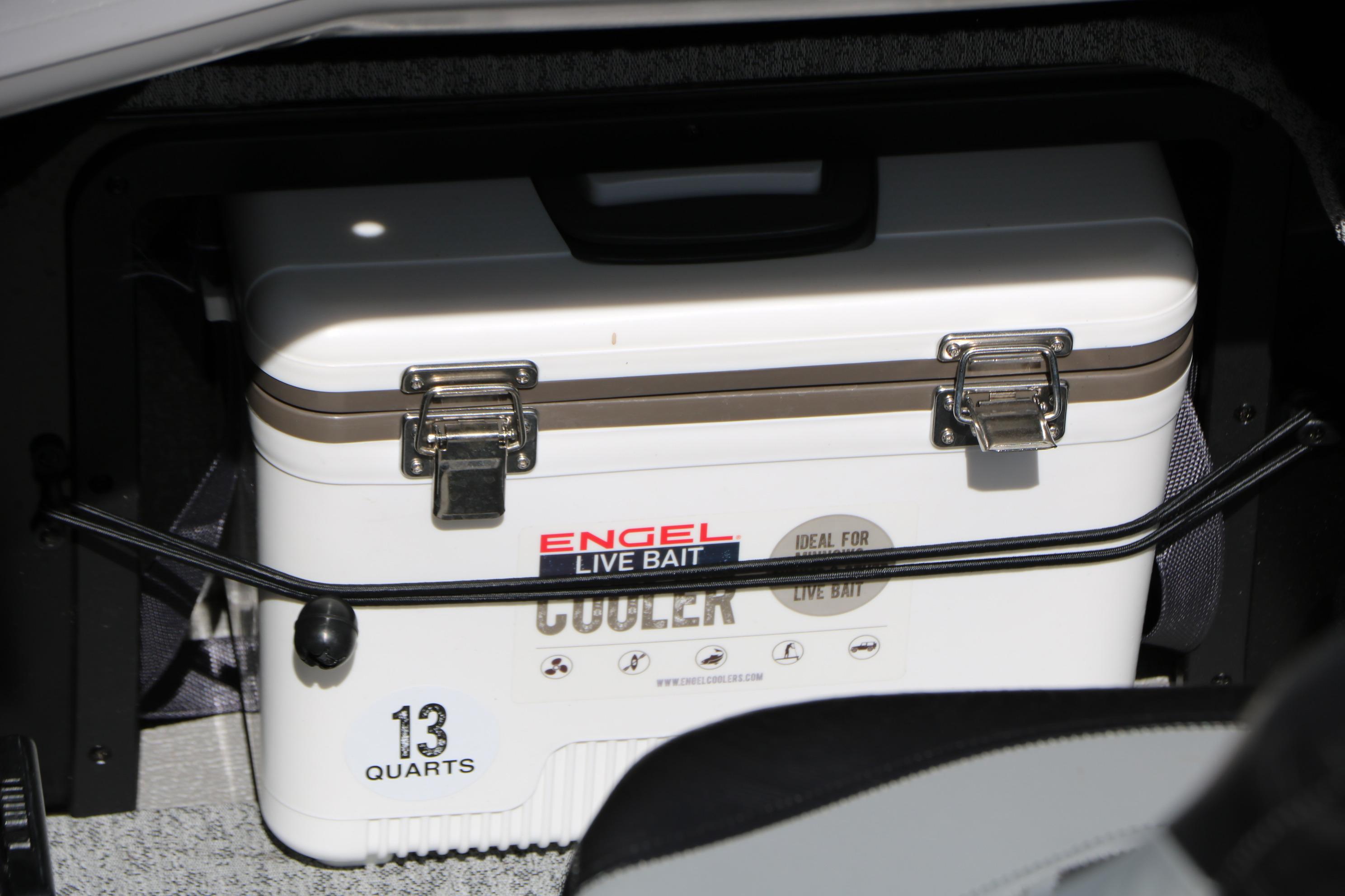Engel live bait cooler in 2025 Smoker Craft Adventurer 188 DC boat storage.