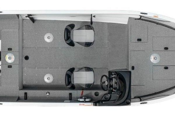 Top view of 2026 Crestliner 1850 Kodiak SC fishing boat interior layout.