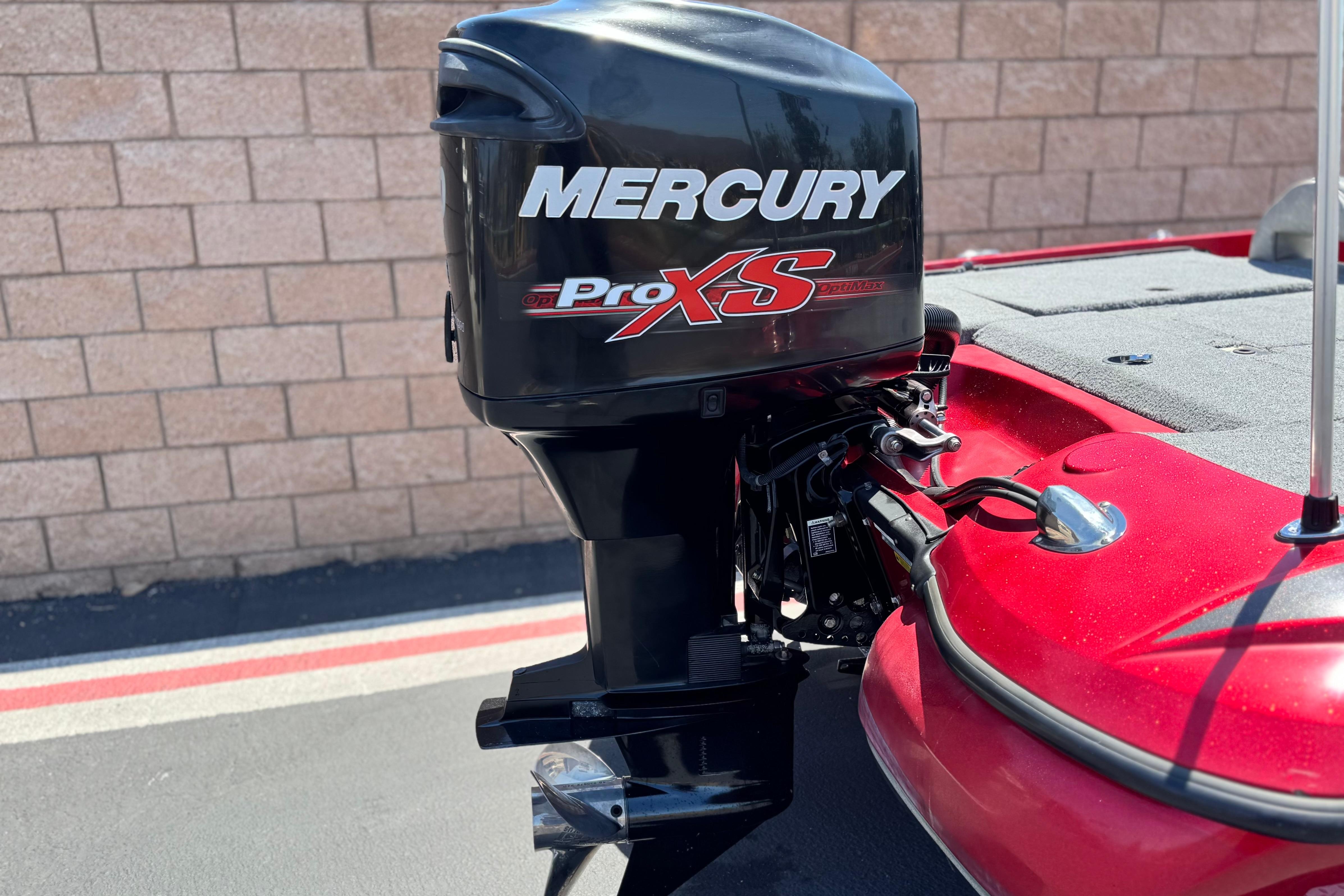 Red Nitro Z-7 boat with Mercury Pro XS engine, 2012 model.