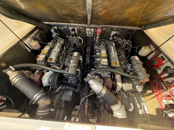 Engine compartment of a 2001 Albemarle 280 Express Sport Fisherman with diesel power.