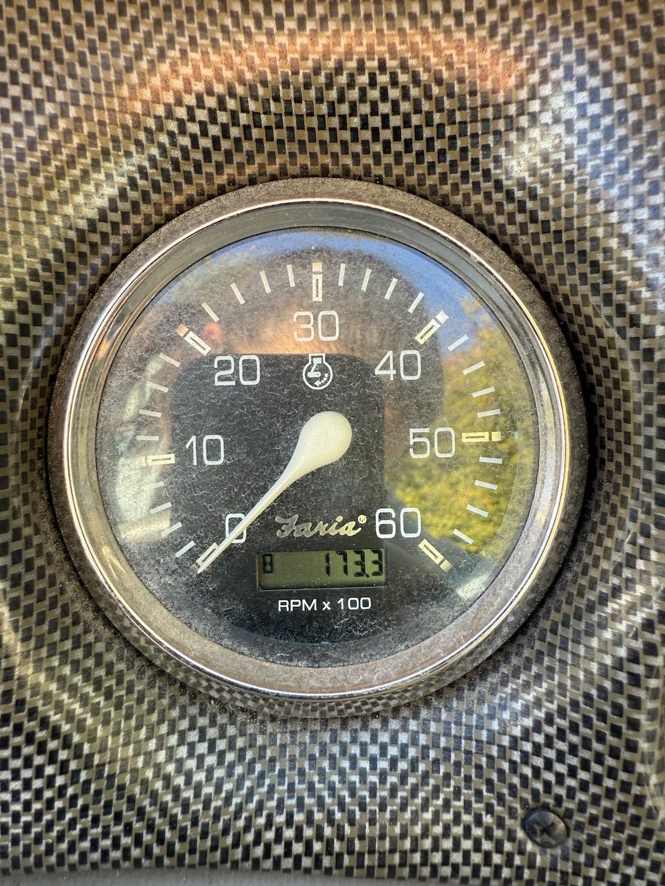 Tachometer of a 2000 Crownline 192 BR boat.