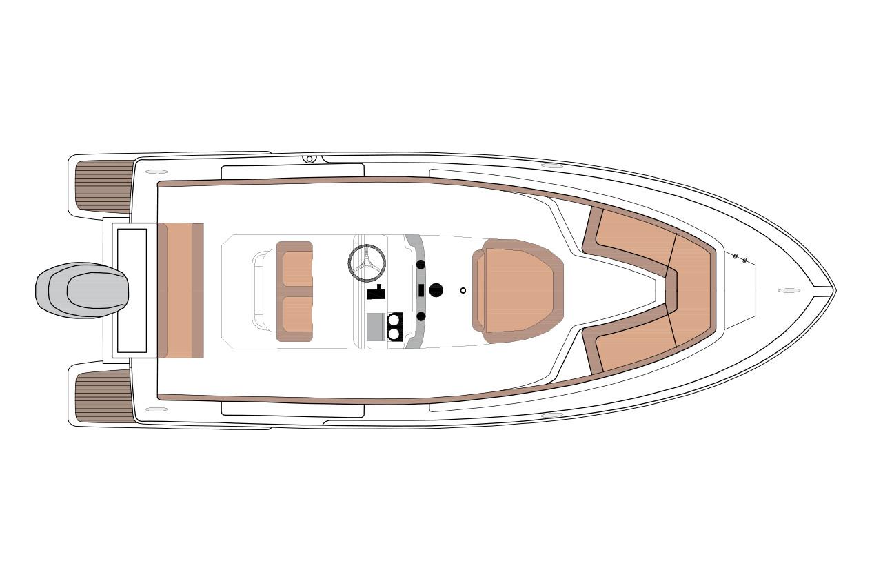 Manufacturer Provided Image: Top view of a 2020 Scout 215 XSF boat layout.