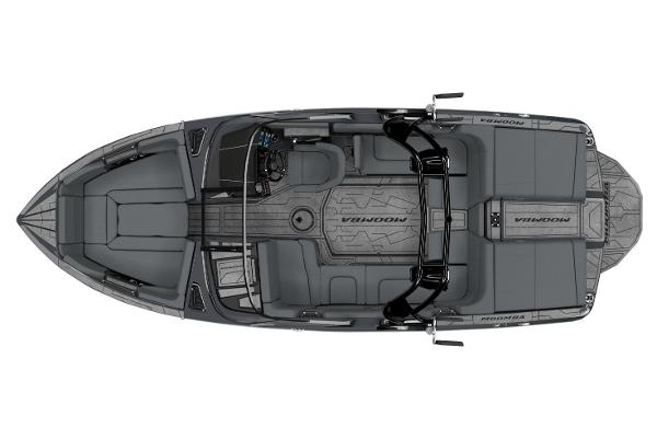 Manufacturer Provided Image: 2026 Moomba Craz boat, top view, sleek design, spacious seating, modern interior layout.