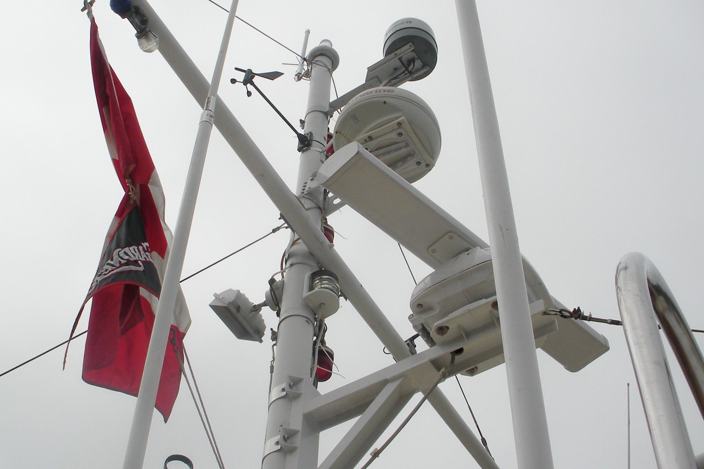Mast and radar equipment on 1929 HOFFAR-BEECHING Fantail Yacht.