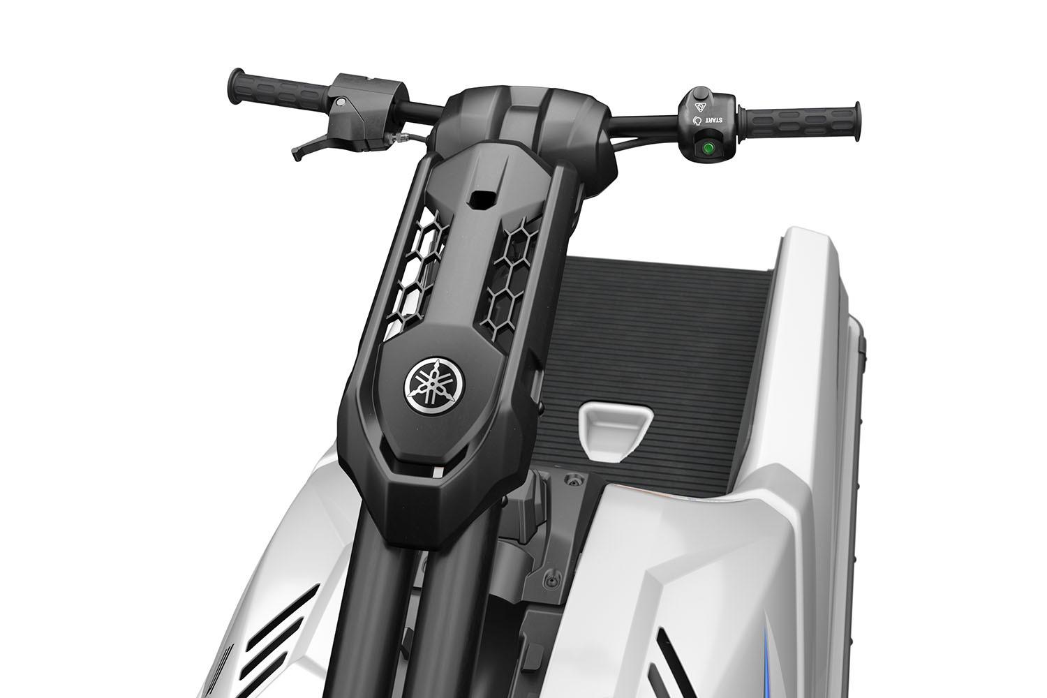 Manufacturer Provided Image: 2026 Yamaha WaveRunner SuperJet handlebars and dashboard, featuring sleek design and controls.