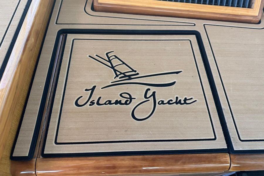 "Island Yacht" logo on 2002 Viking 61 Enclosed Bridge yacht interior.
